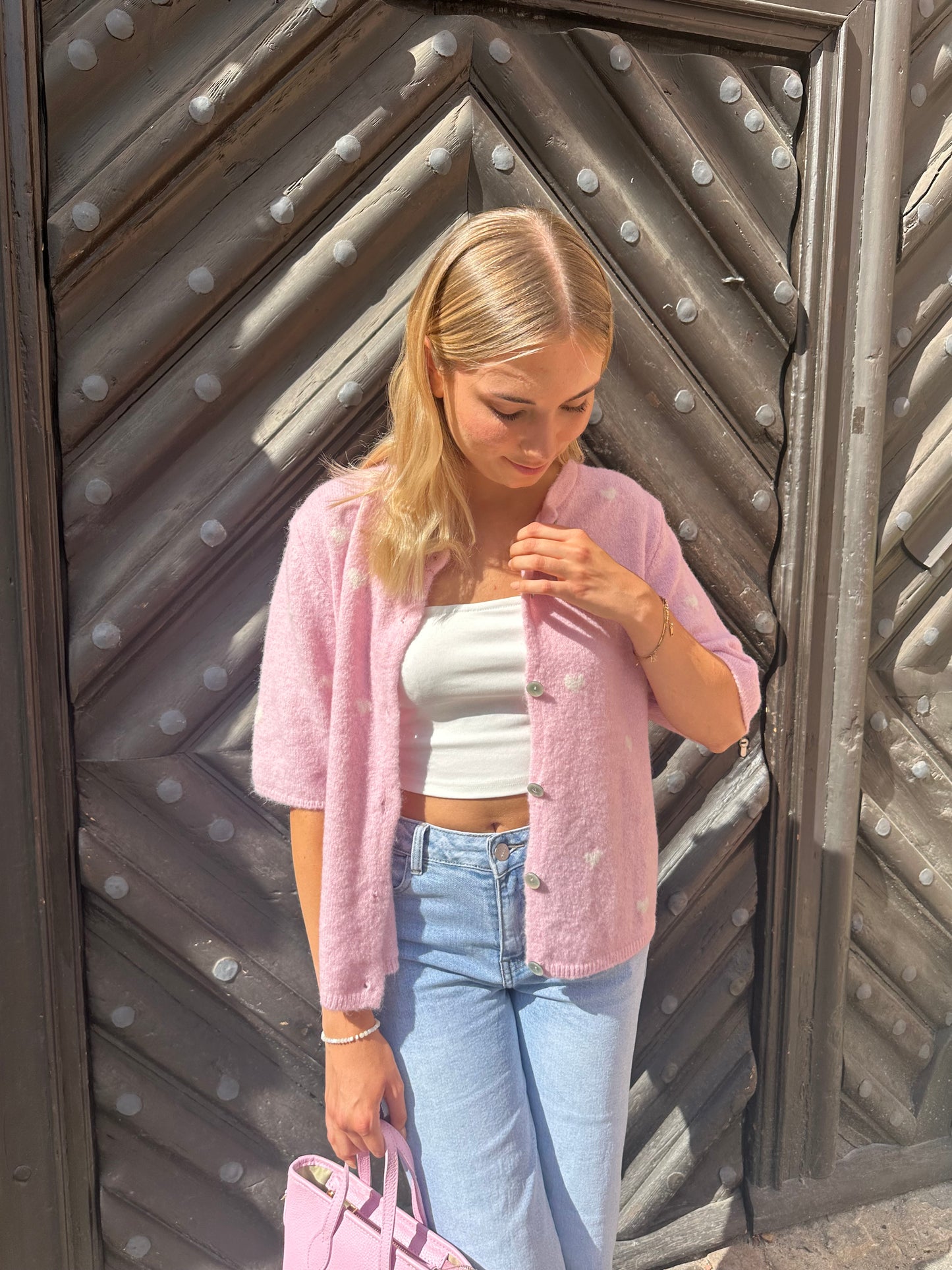Herz Strickjacke kurzarm