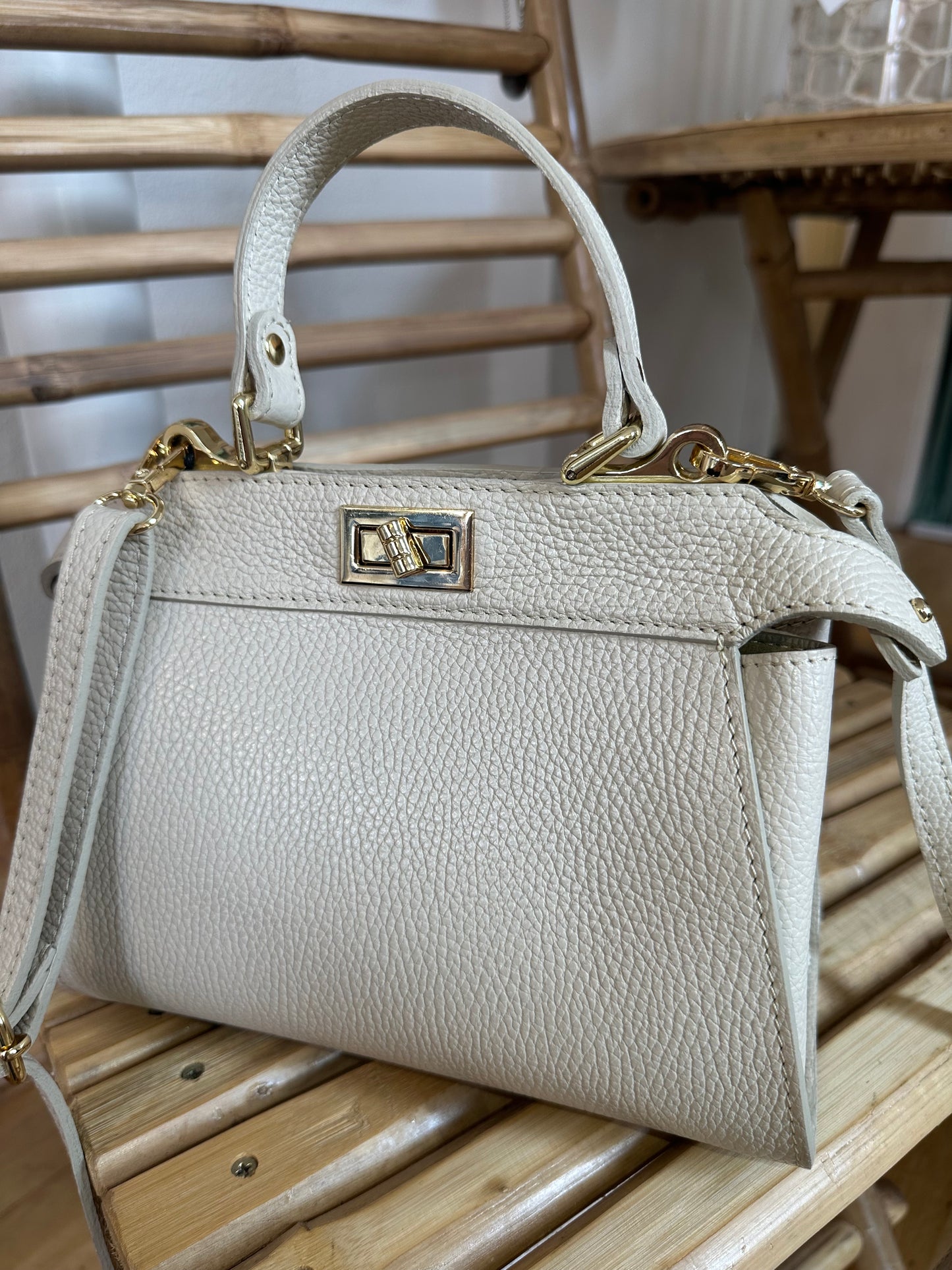 Echtleder Bag in Cream