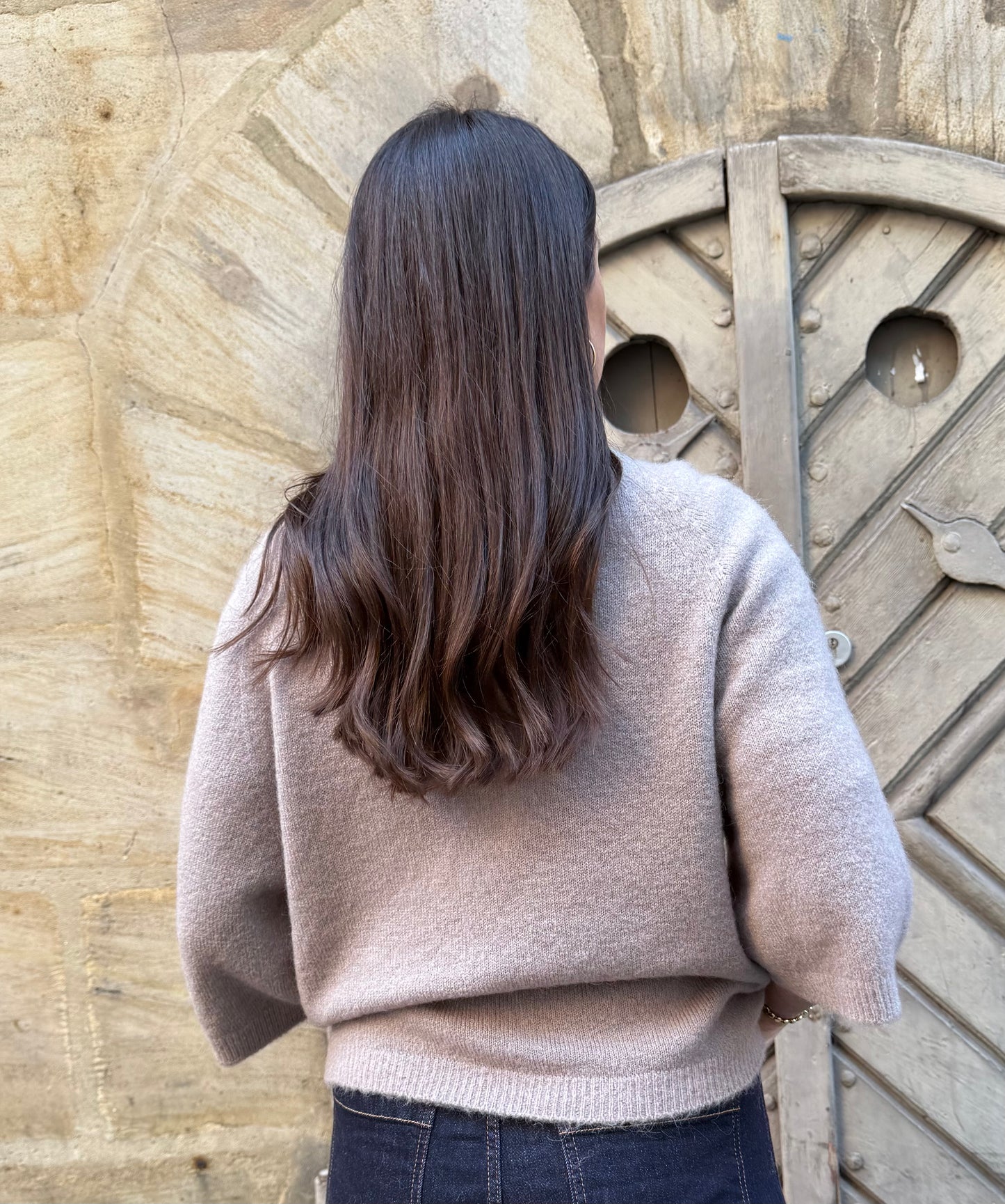 Halbarm Pullover Shorty Taupe