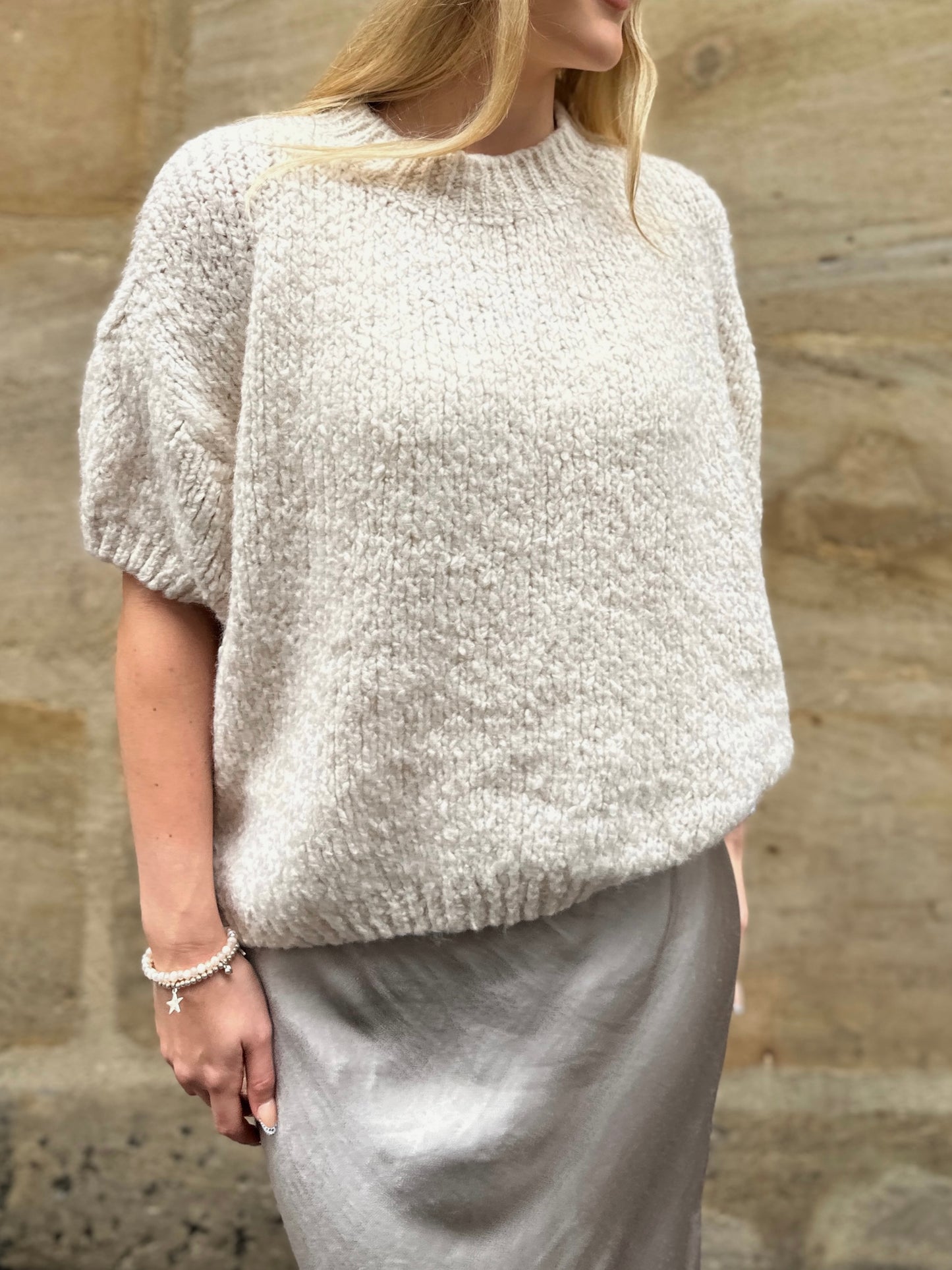 Pullover Kurzarm beige