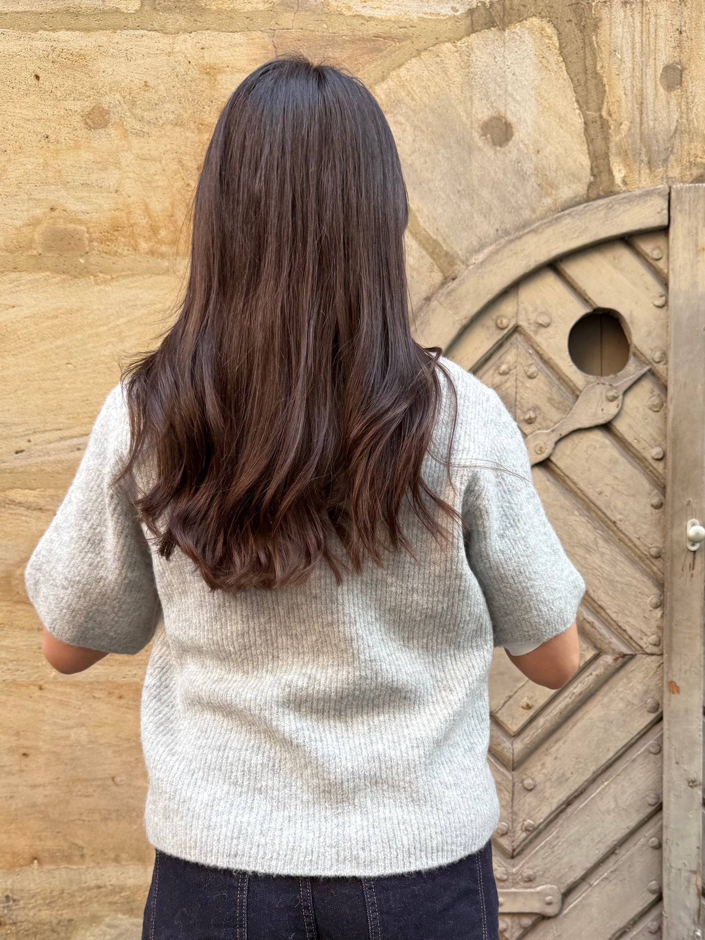 Halbarm Cardigan Sandy Gray
