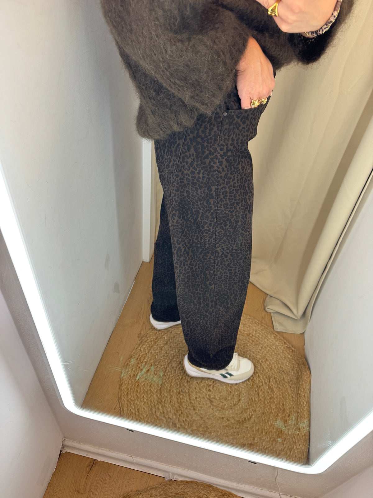Leopard Wide Leg Jeans – Brown