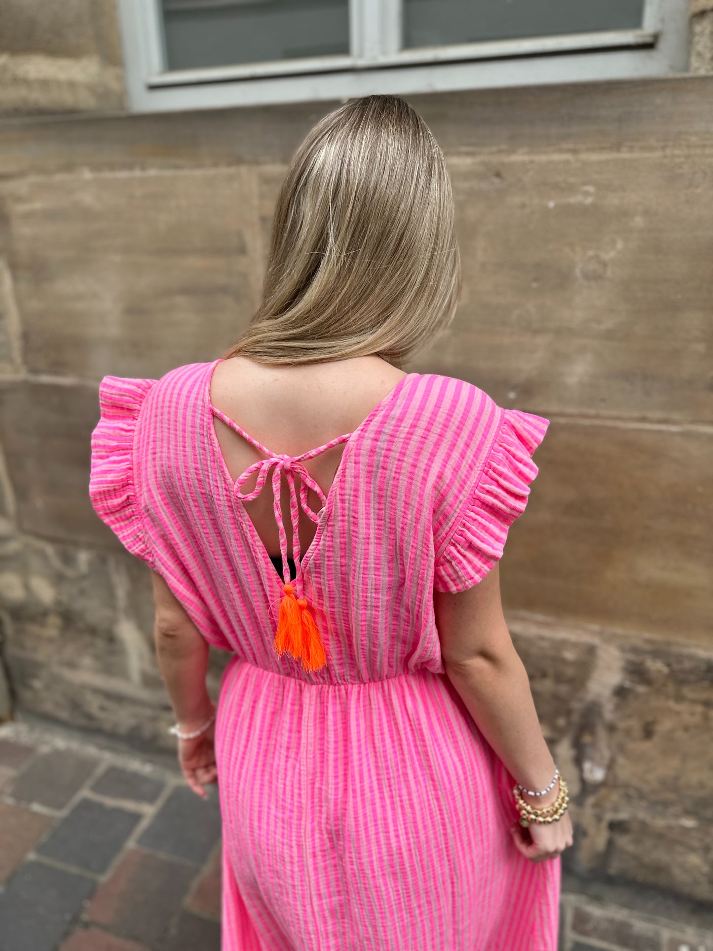 Musselinkleid Mira Neon Stripes