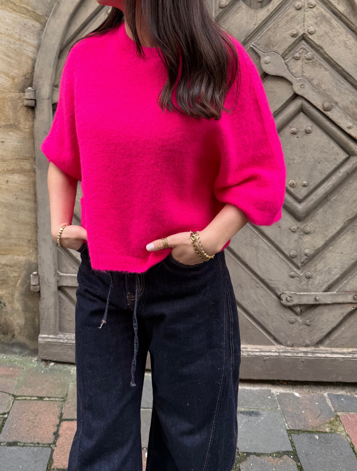 Halbarm Pullover Shorty Pink