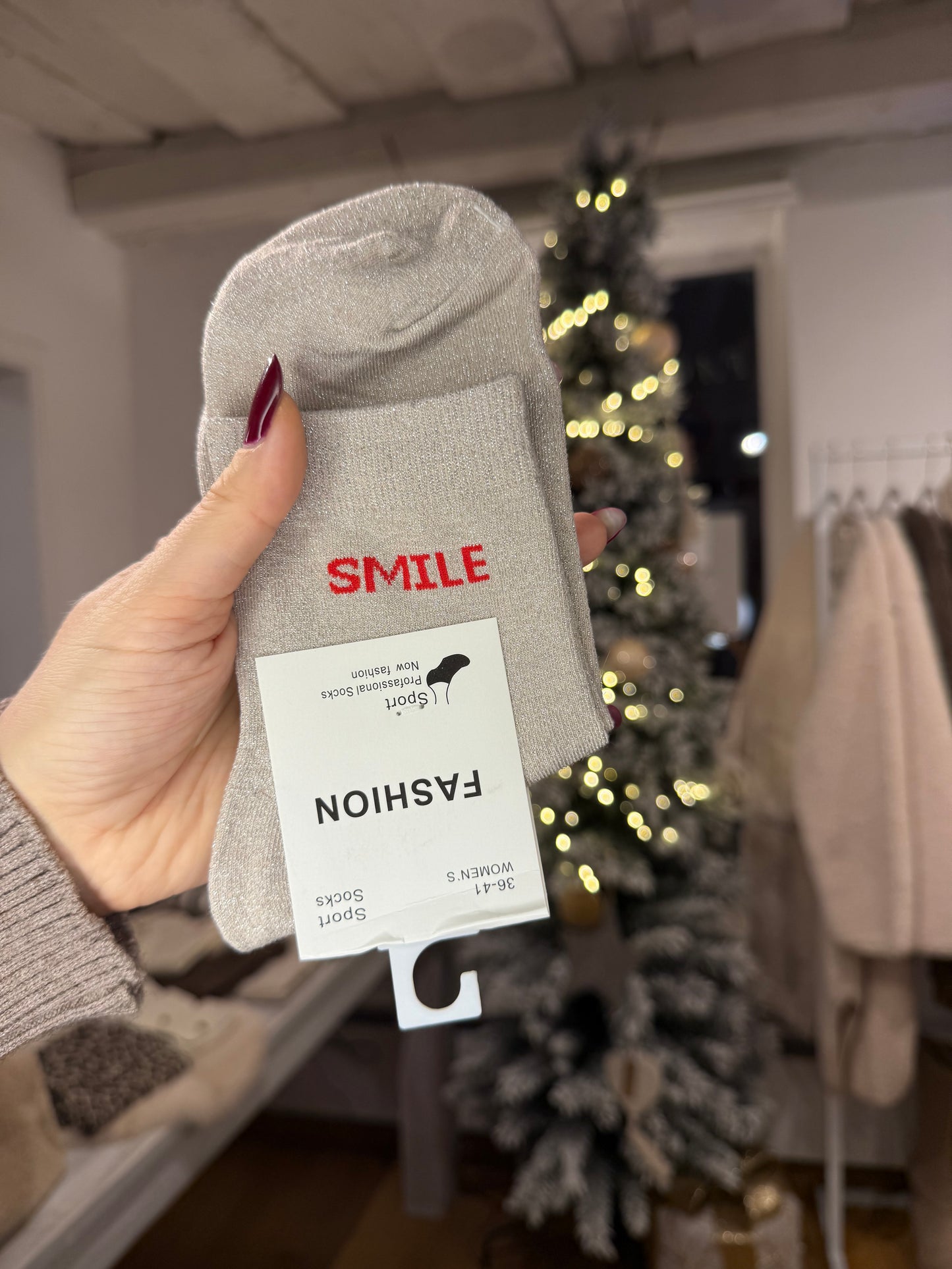 Glitzer Socken Smile