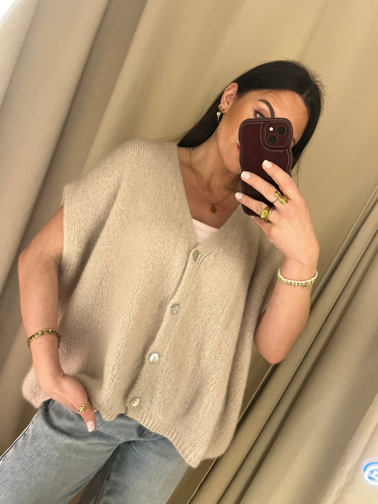 Wide Cardi Beige