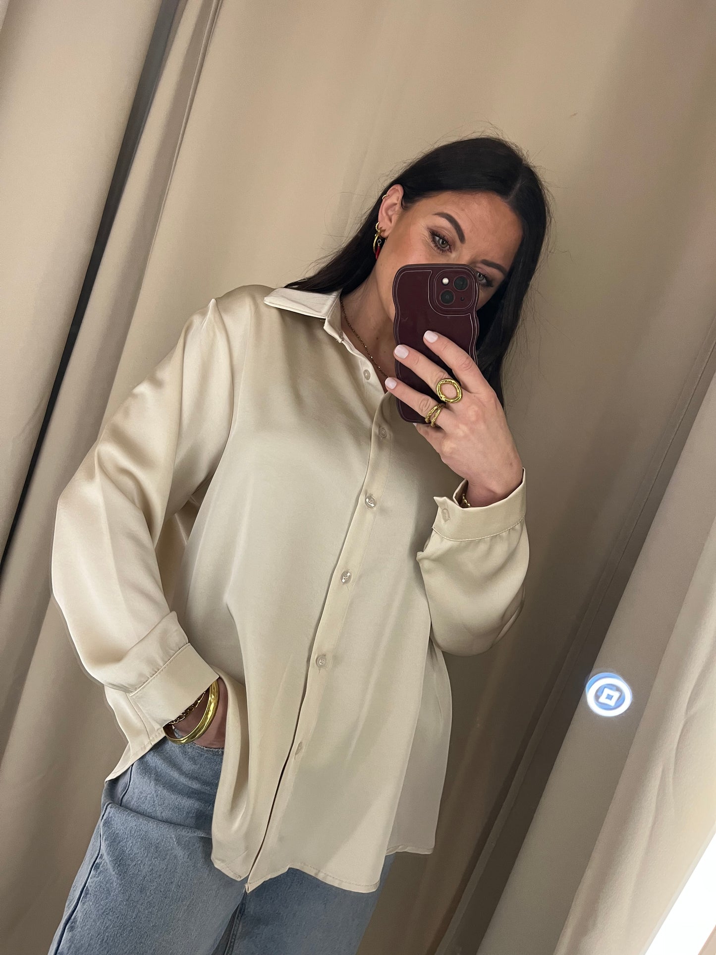 Satinbluse Lina Vanille