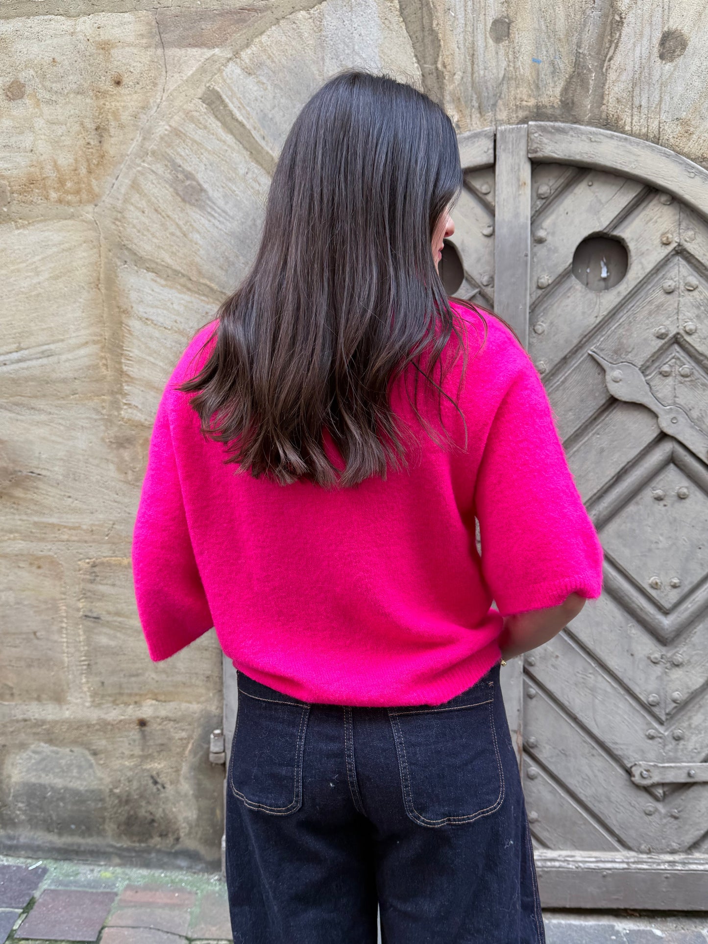 Halbarm Pullover Shorty Pink