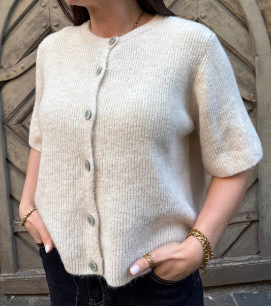 Halbarm Cardigan Sandy Cream