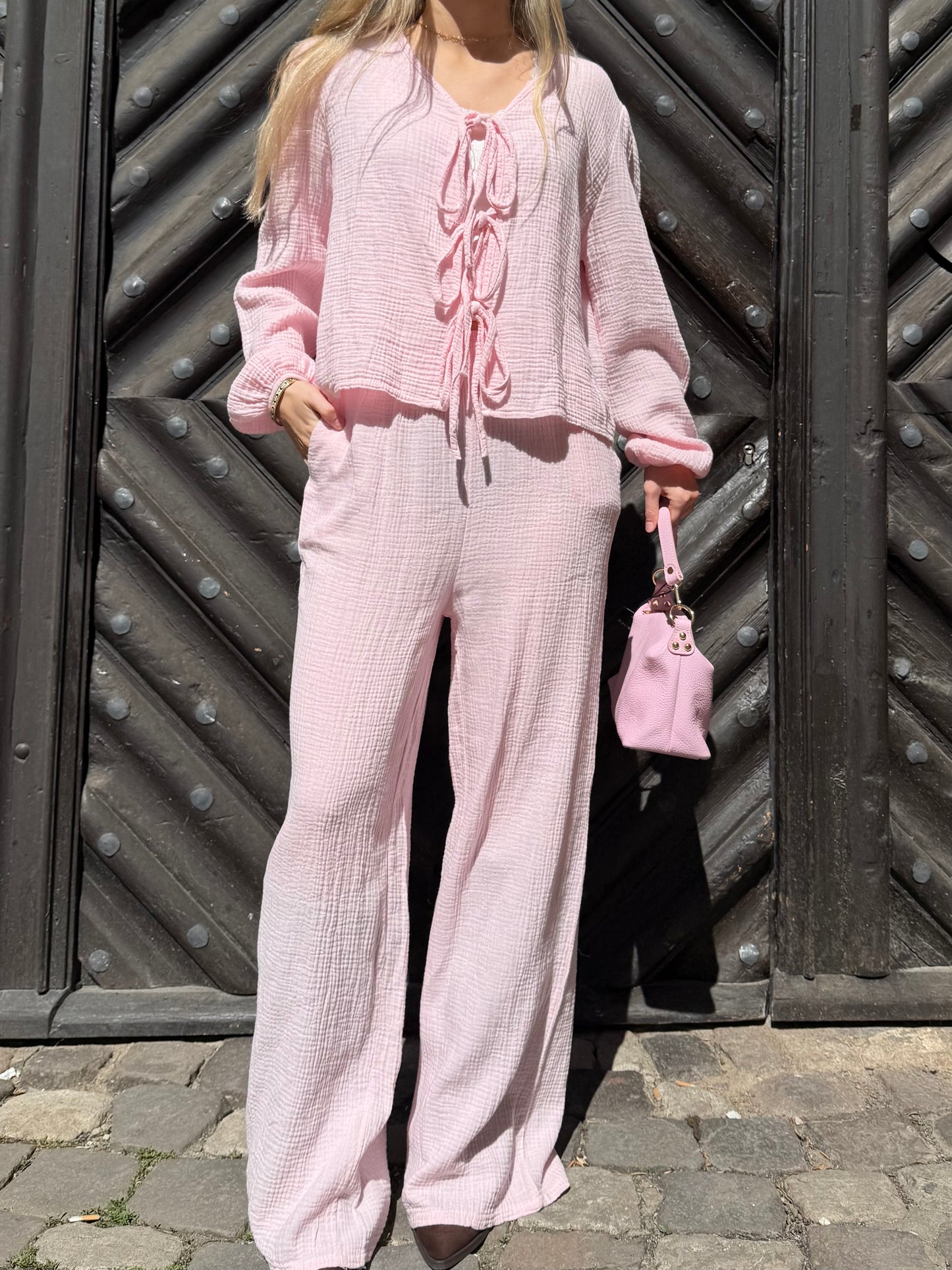 Musselin Set Long Rosa