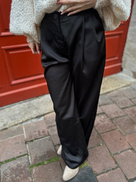 Silk Suit Pants Black