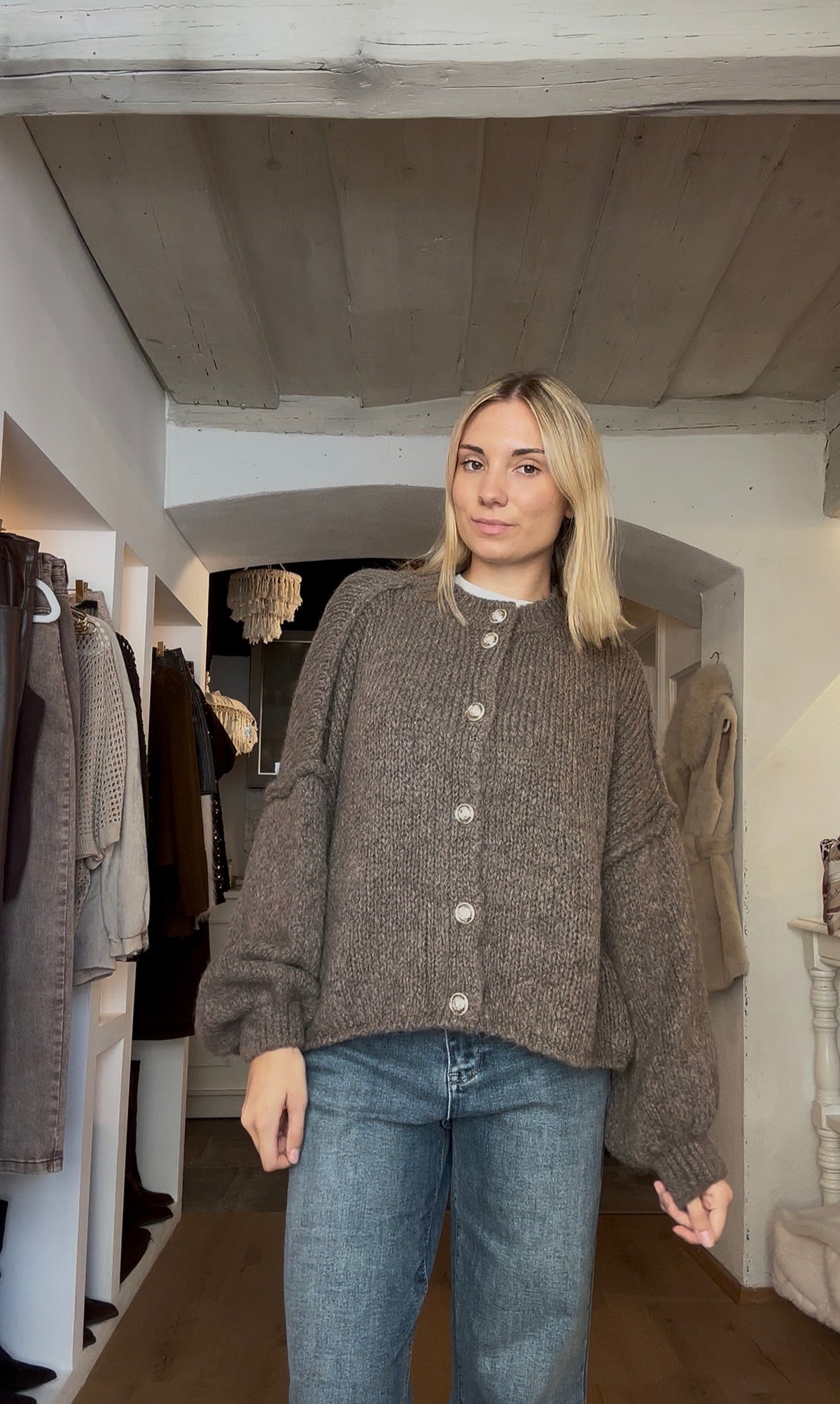 Knit Cardigan – Taupe