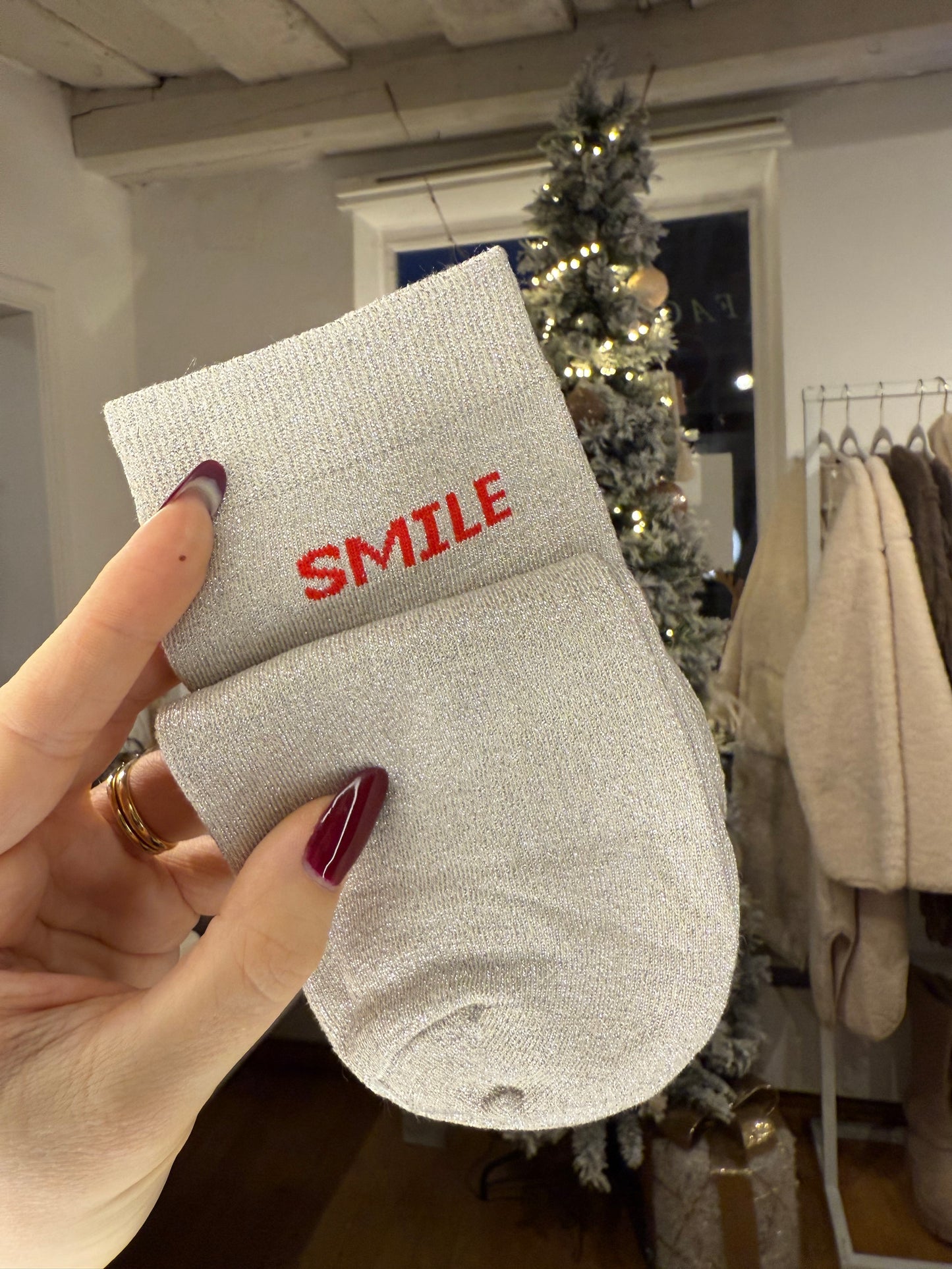 Glitzer Socken Smile