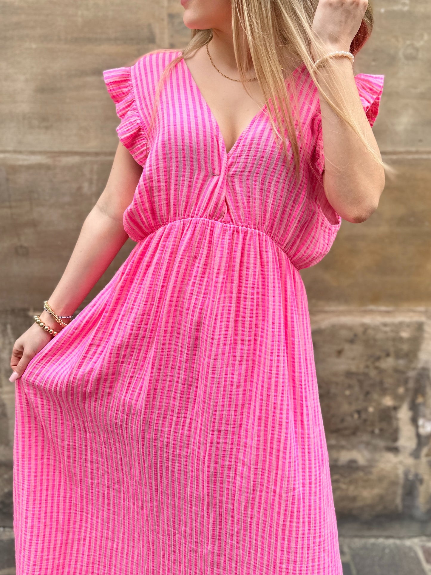 Musselinkleid Mira Neon Stripes