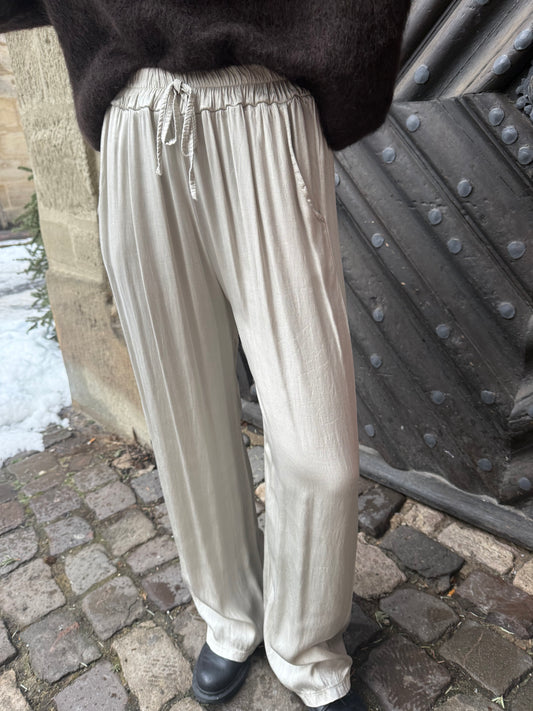 Satinhose Silber