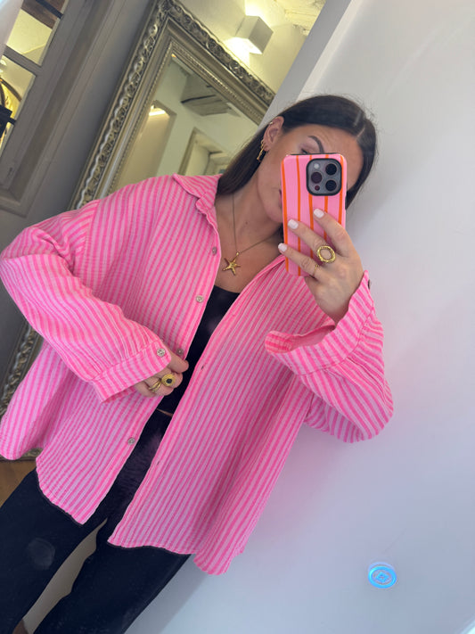 Musselinbluse Neon Stripes