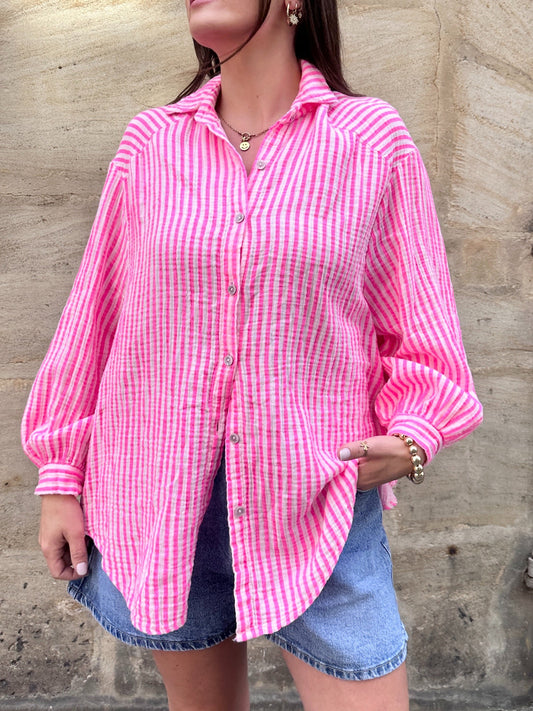 Musselinbluse Neon Stripes