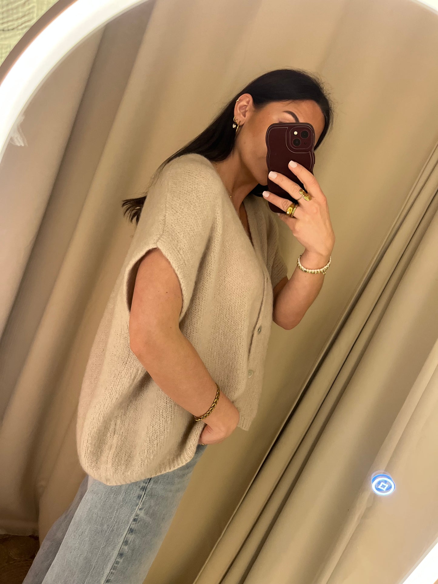 Wide Cardi Beige