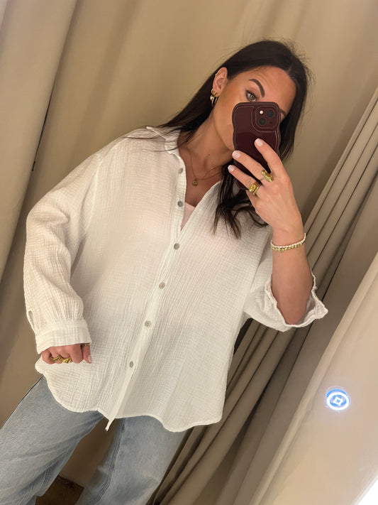 Midi Musselinbluse Offwhite