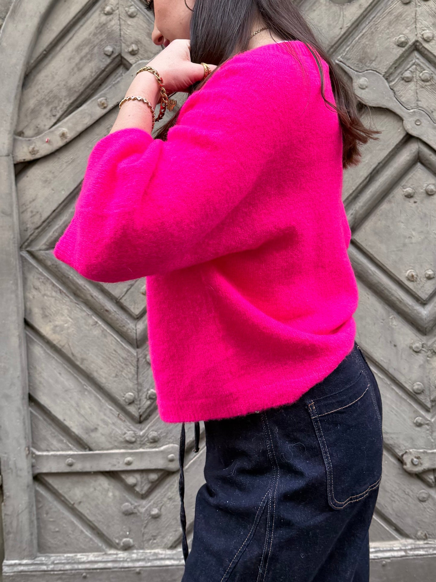 Halbarm Pullover Shorty Pink