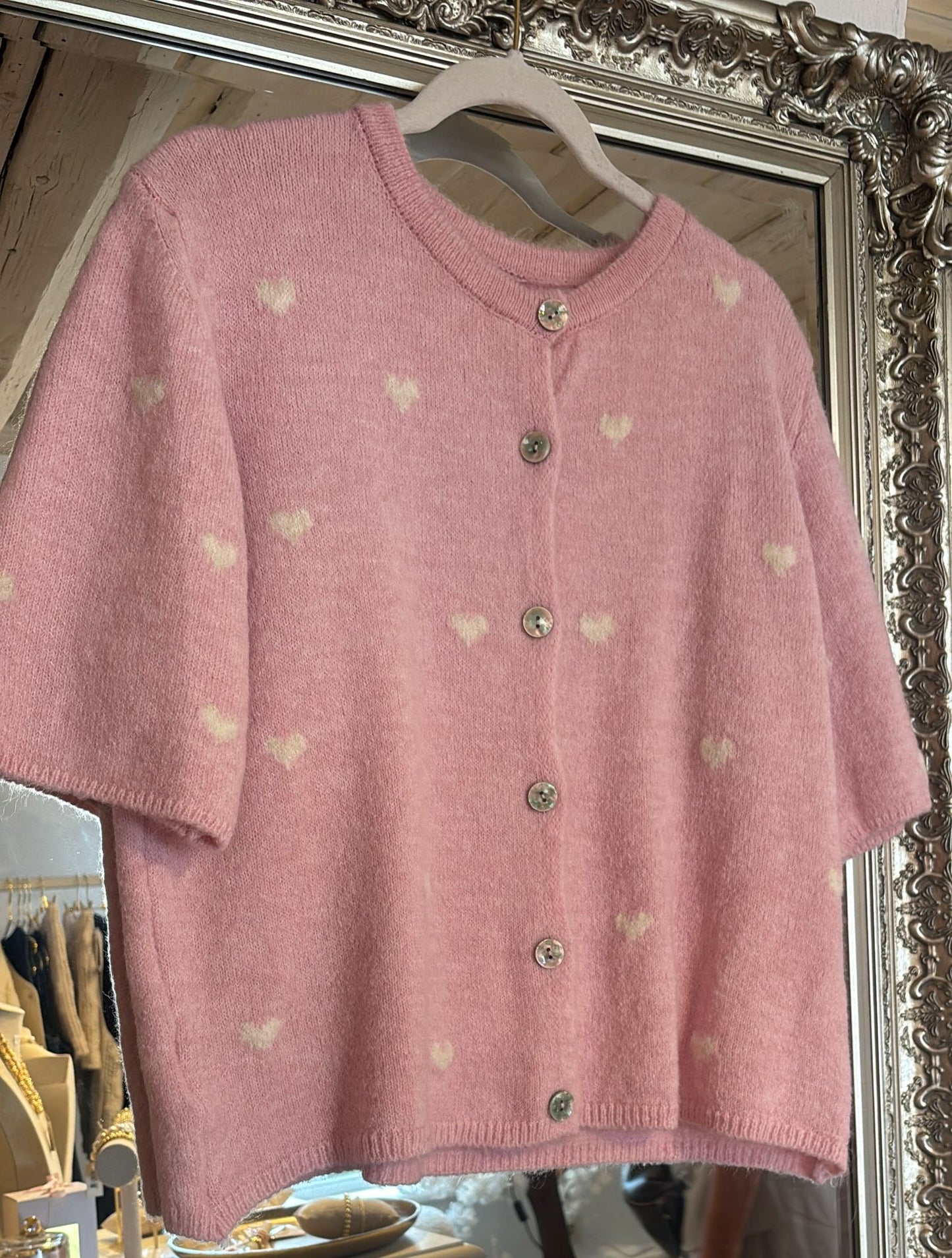 Herz Strickjacke kurzarm