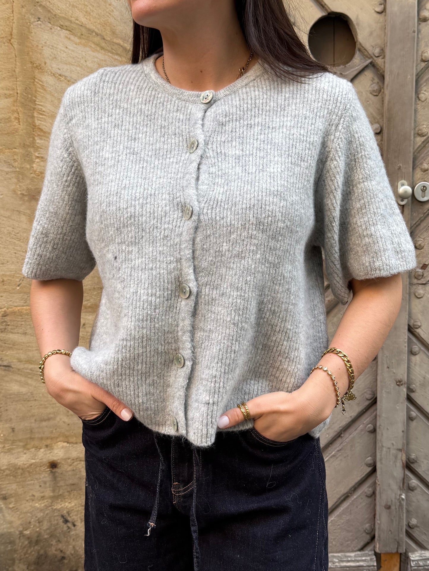 Halbarm Cardigan Sandy Gray