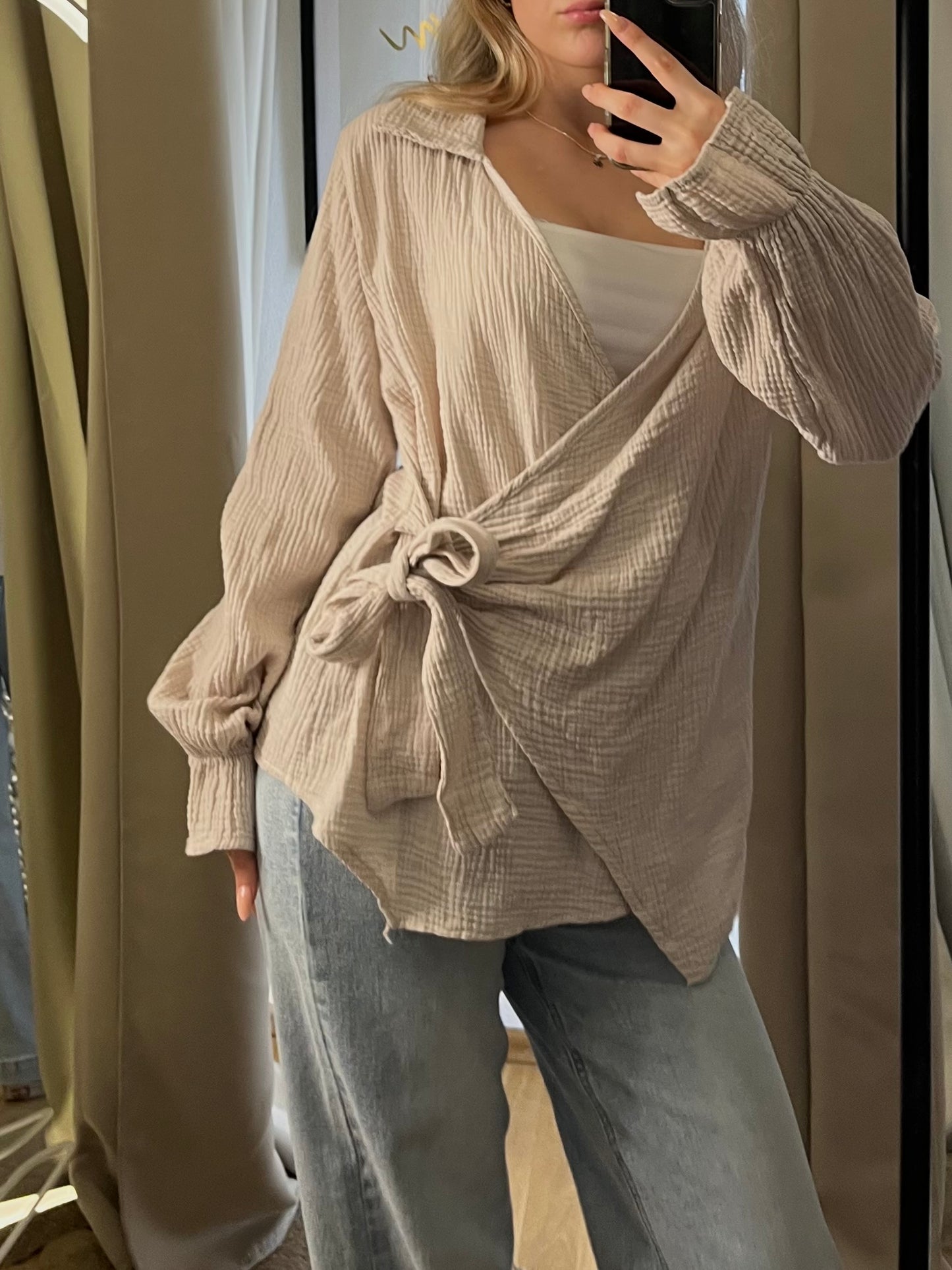 Musselinbluse Alina Hellbeige
