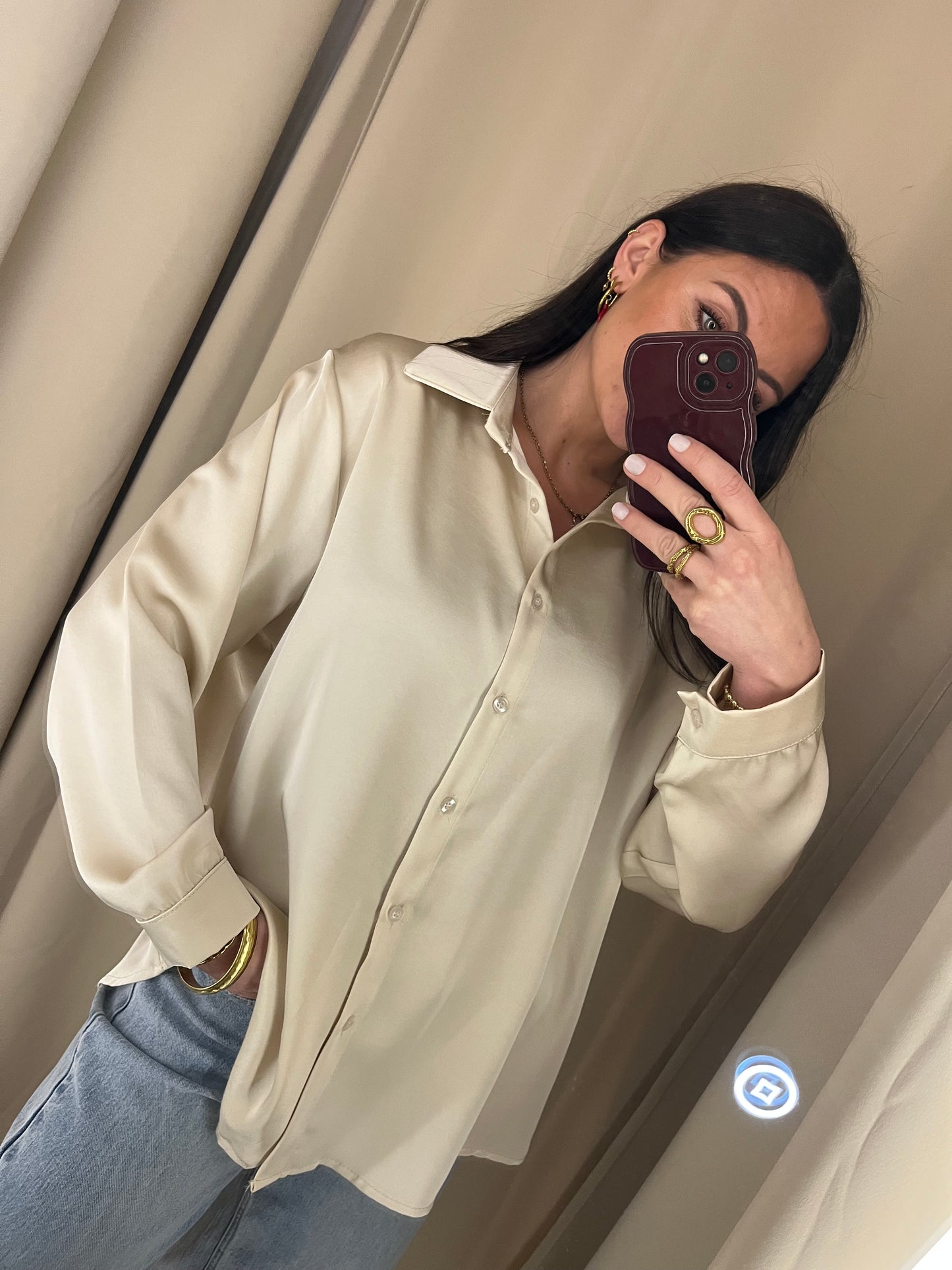 Satinbluse Lina Vanille