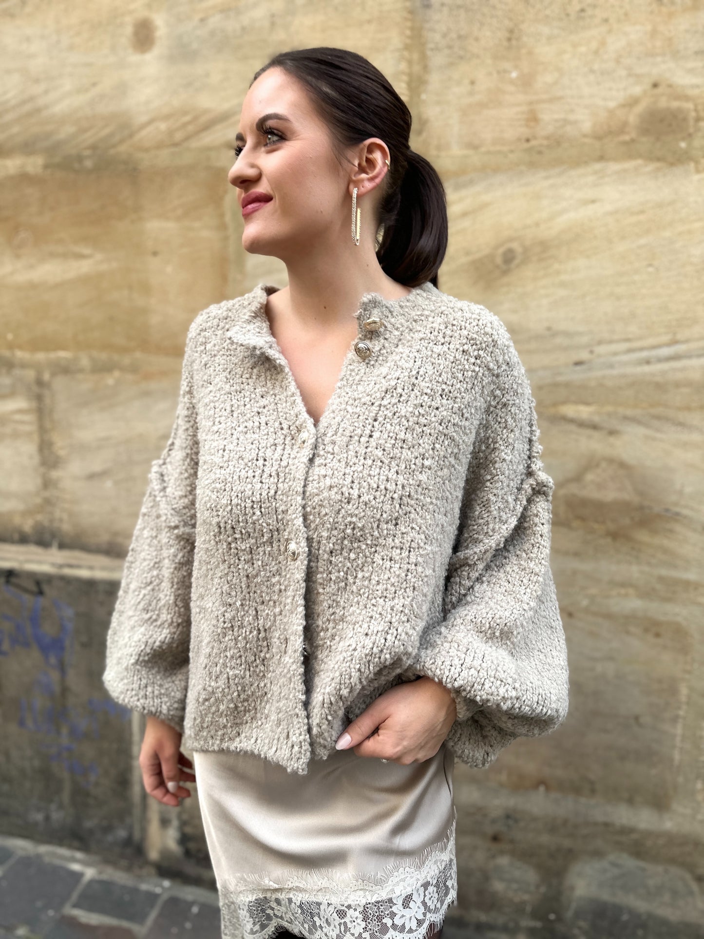 Strickcardigan Taupe Harmony
