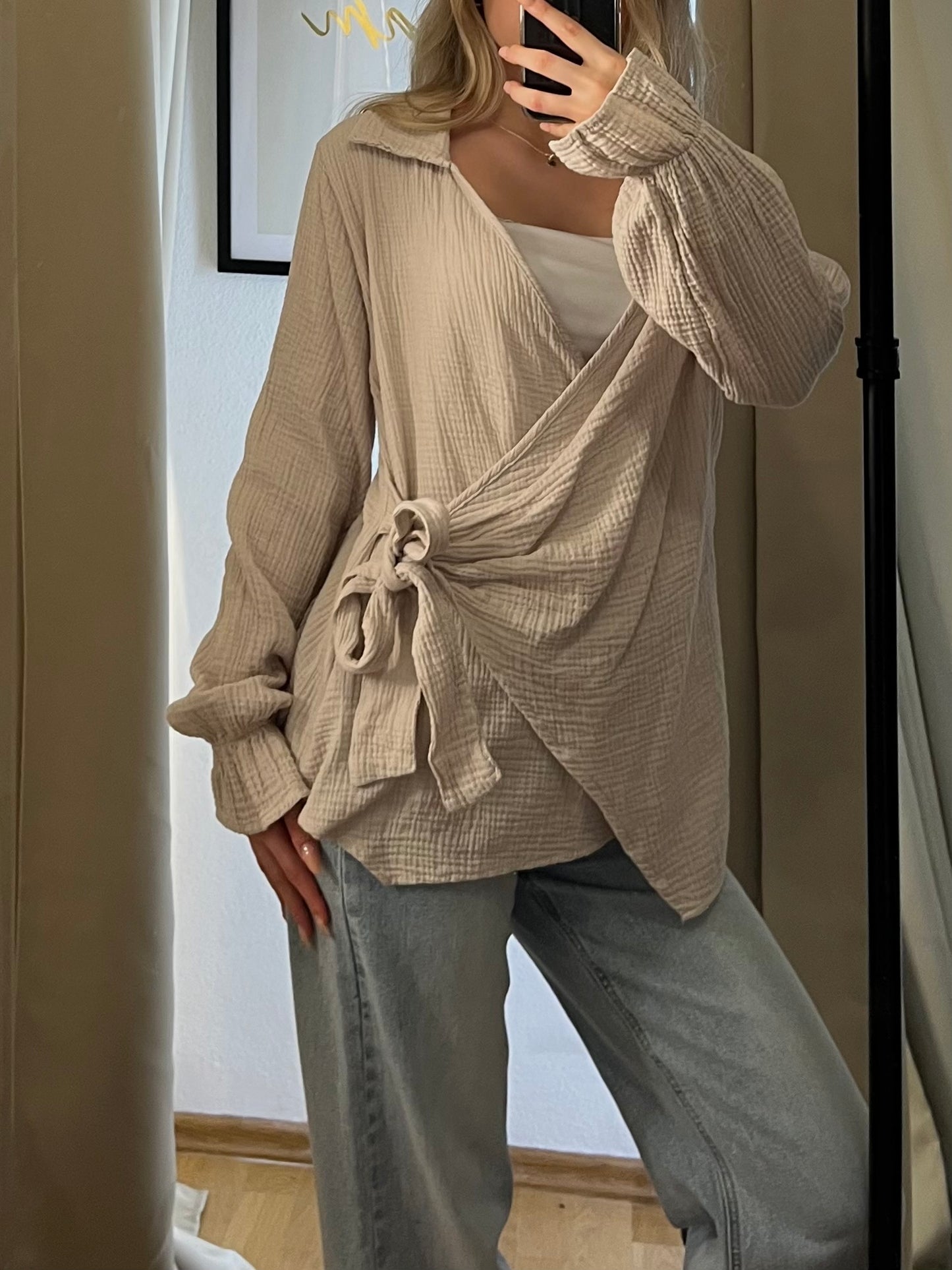 Musselinbluse Alina Hellbeige