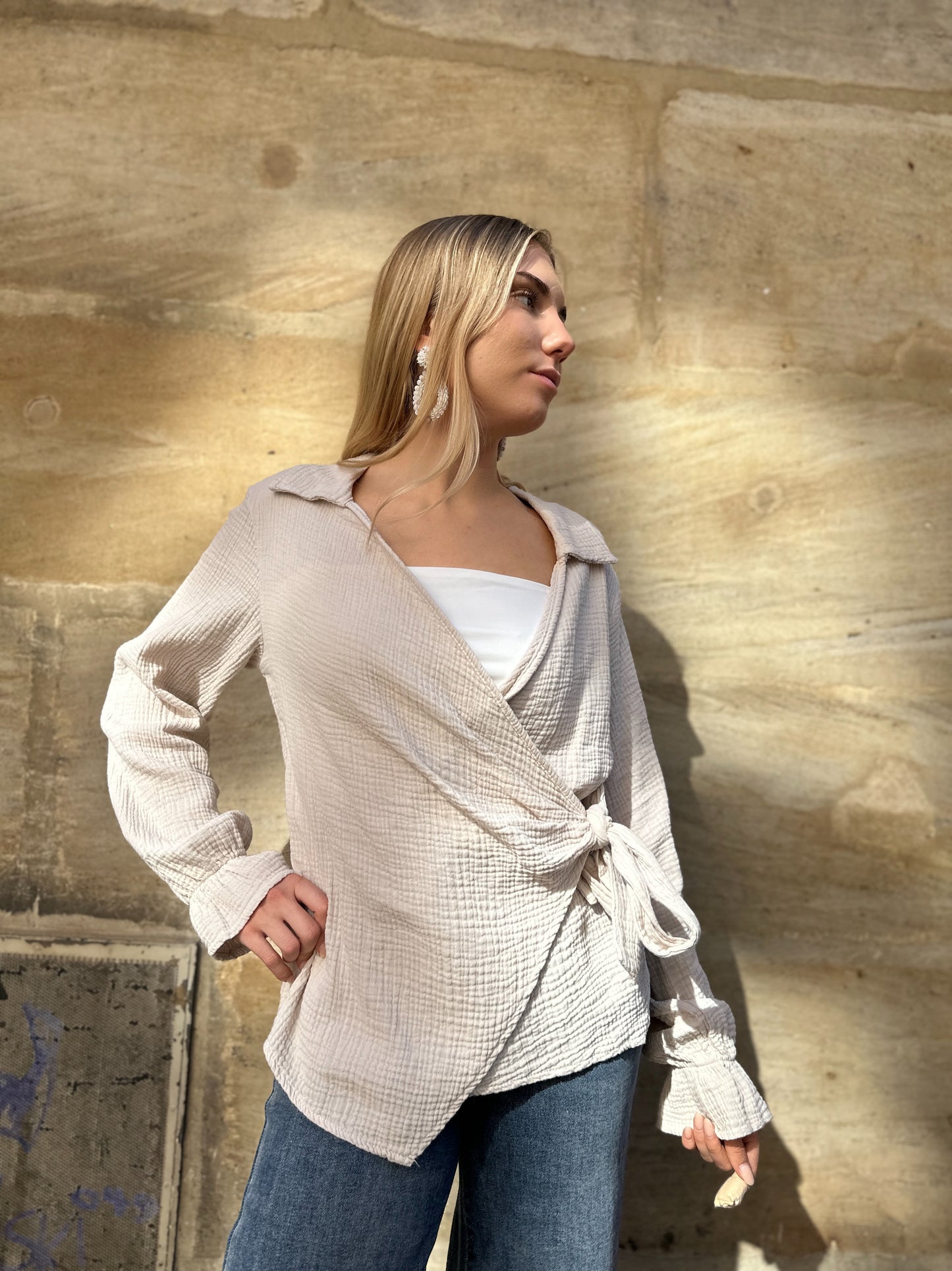 Musselinbluse Alina Hellbeige