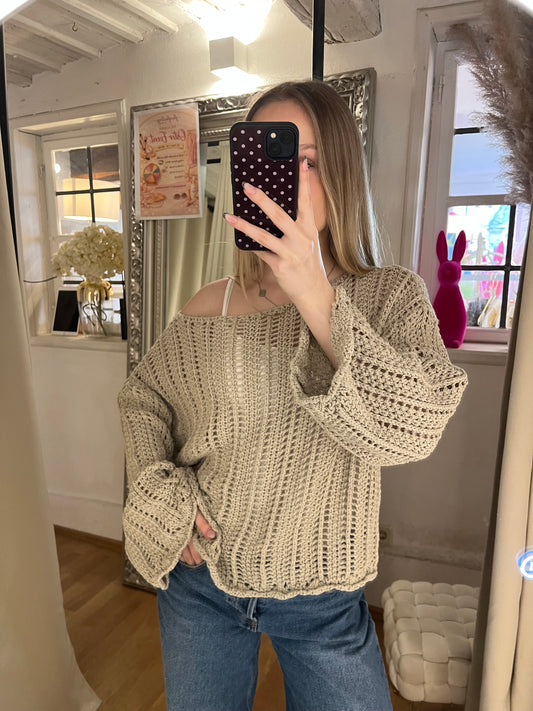 Häkelpullover Beige