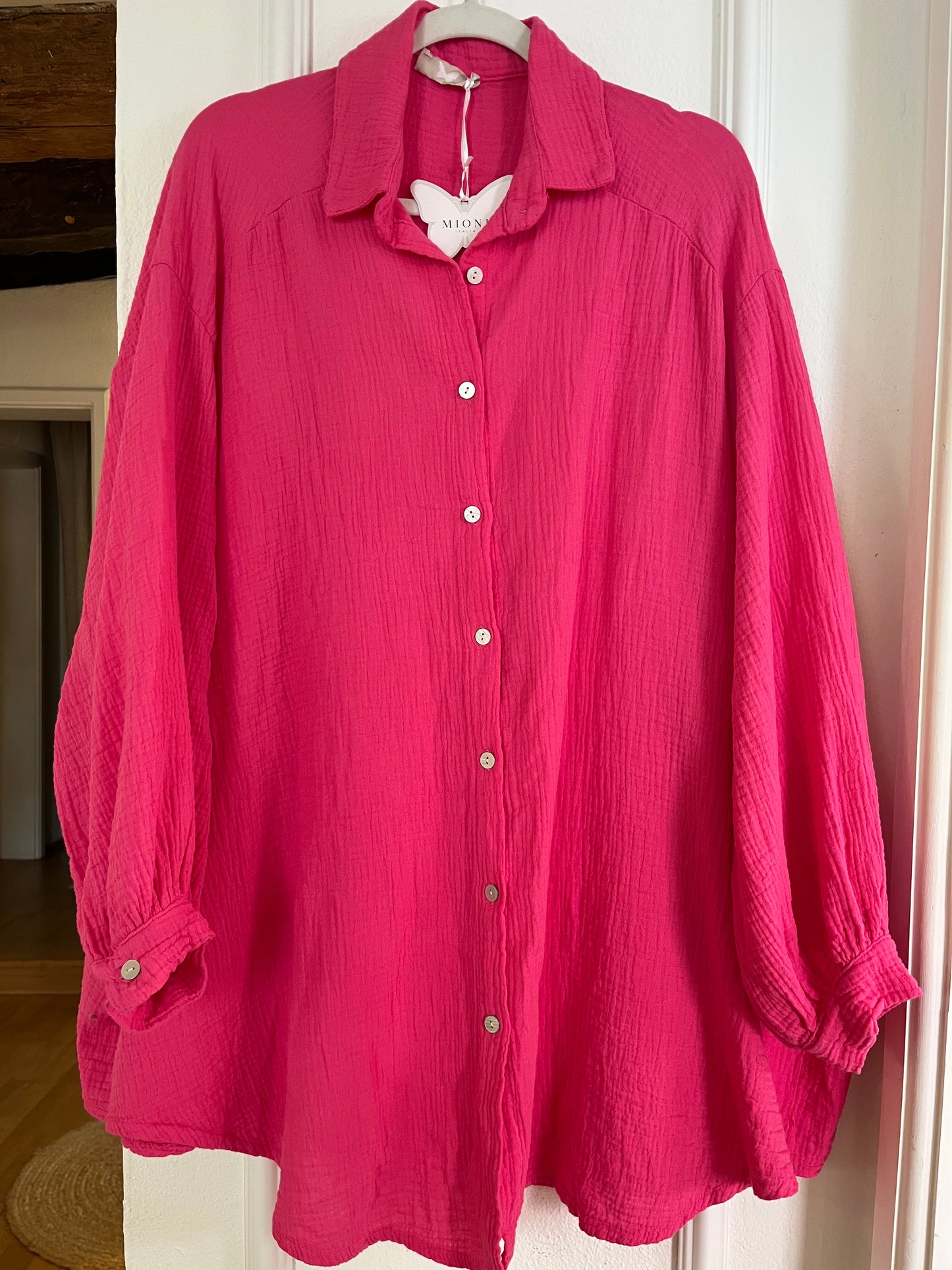 Long Musselinbluse Pink