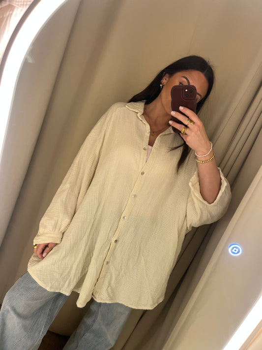 Long Musselinbluse Eggshell