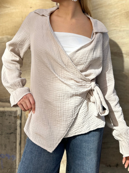 Musselinbluse Alina Hellbeige