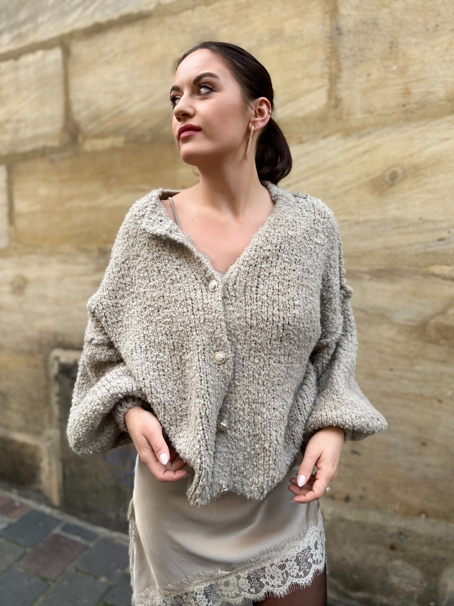 Strickcardigan Taupe Harmony