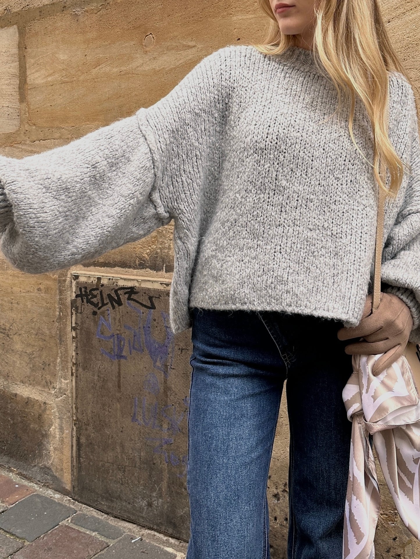 Strickpulli Grey Cloud