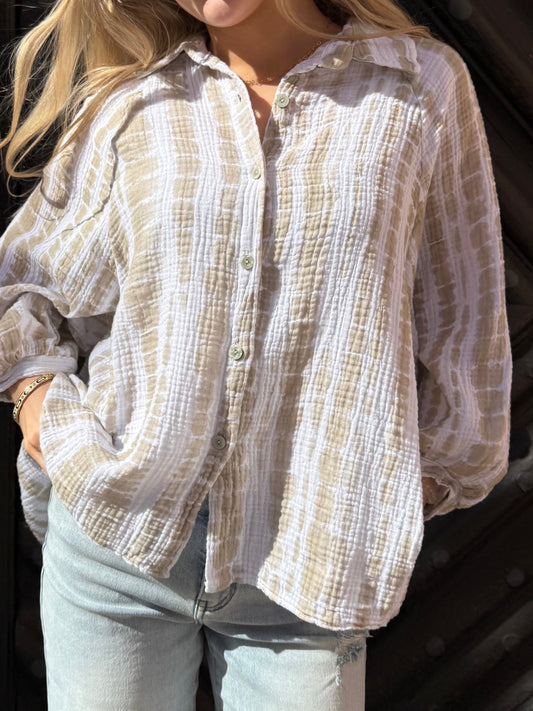 Musselinbluse Batik Beige