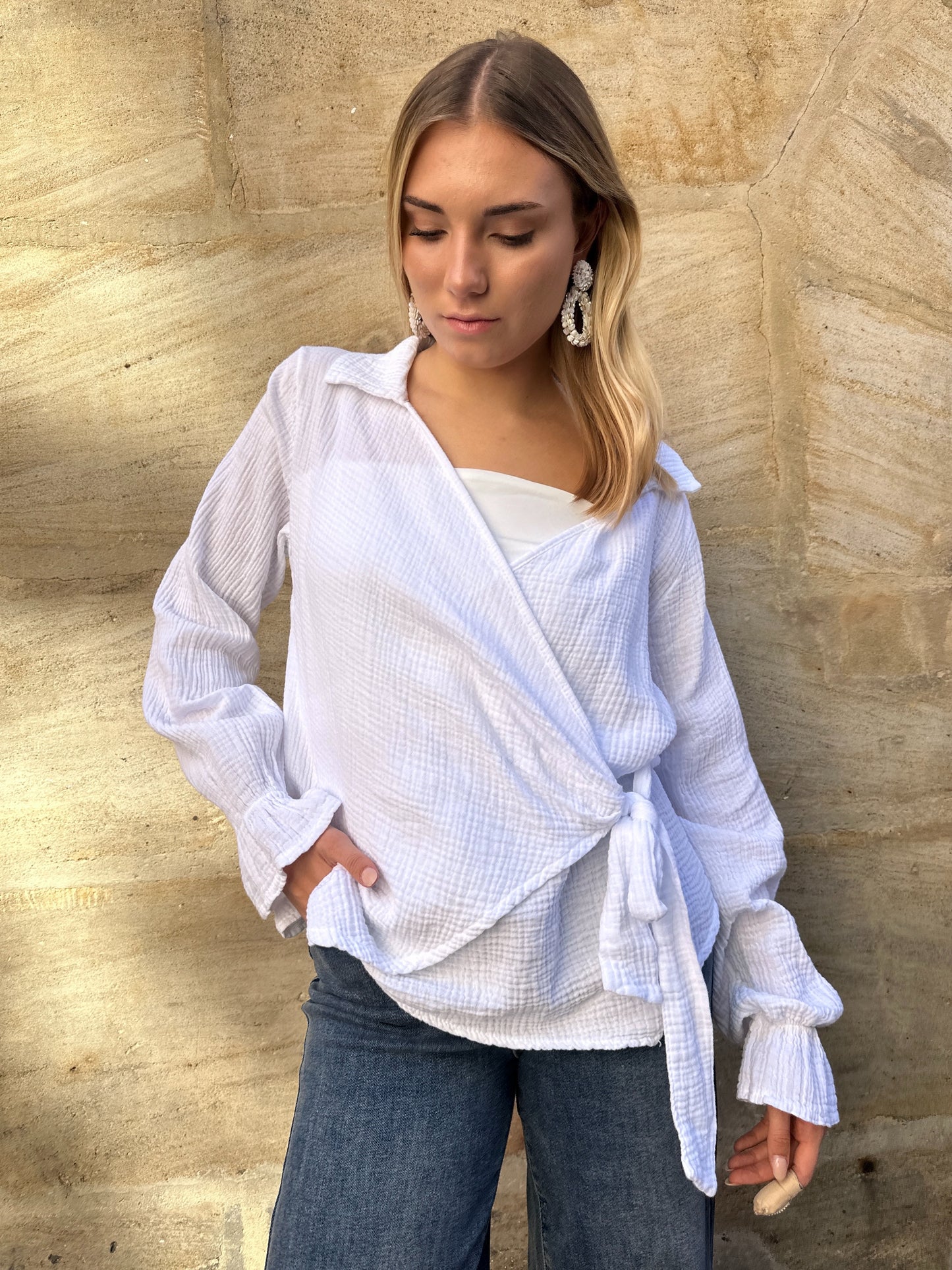Musselinbluse Alina White
