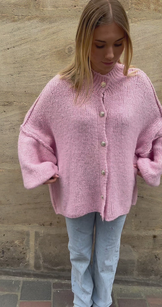 Cardi goldene Knöpfe Long